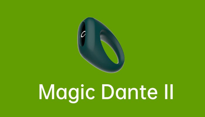 Dark green Magic Dante II cock ring on a green background.