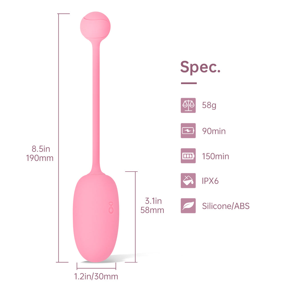 Kegel Coach dimensions, weight, charging time, and IPX6 rating