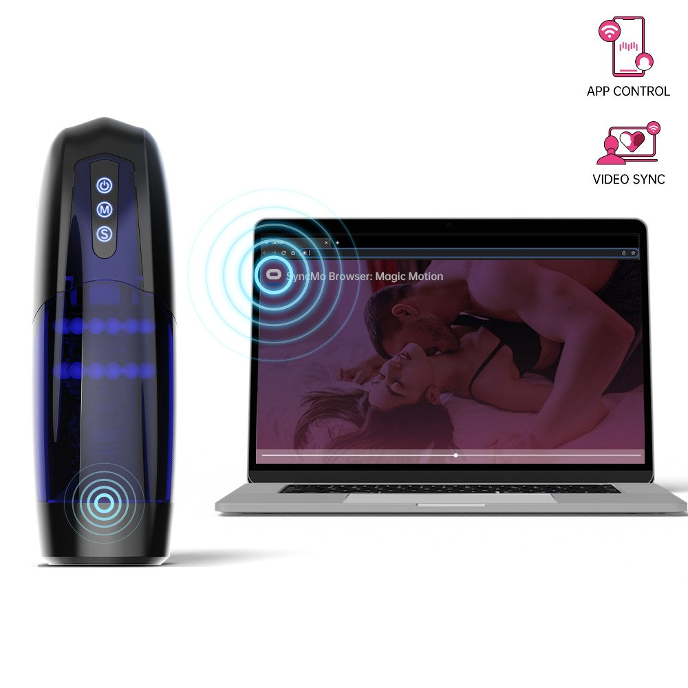 Xone interactive stroker with SyncMo video sync on laptop