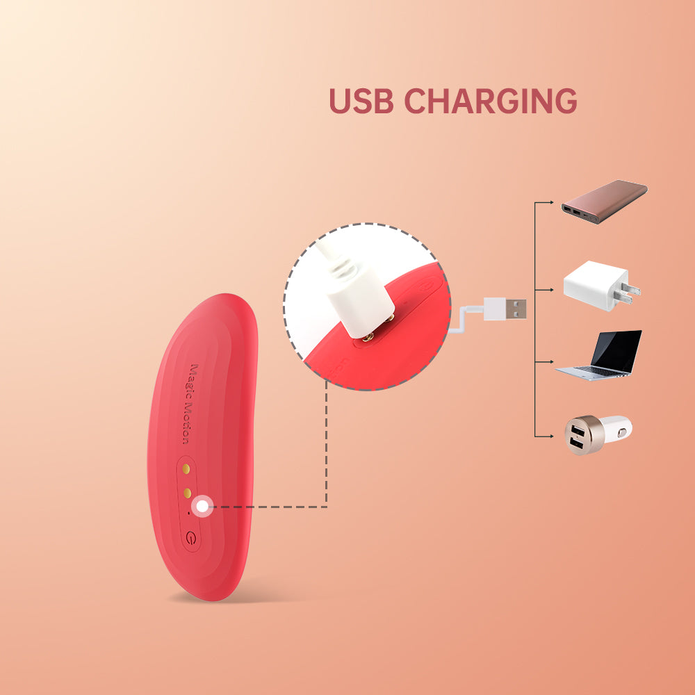 Magic Nyx wearable vibrator with alarm scheduling shown in Magic Motion App